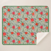 Couverture Sherpa Festive Rouge Poinsettia Noël Floral (Devant (Horizontal))