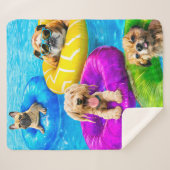 Couverture Sherpa Fête de chien dans la piscine (Devant (Horizontal))