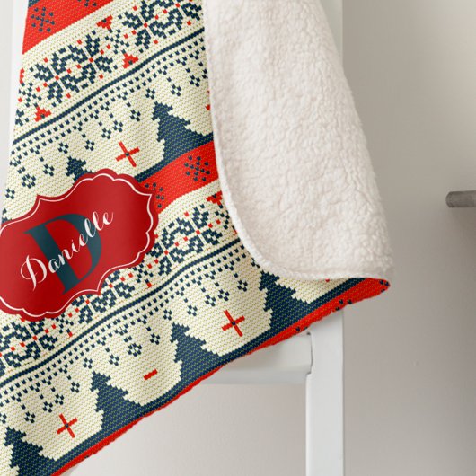 Couverture Sherpa Fête de Noël Monogramme sur mesure Fête Motif