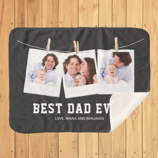 Couverture Sherpa Fête des pères| Collage photo de Best Dad Ever 3