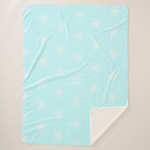 Couverture Sherpa Fête motif de Noël bleu glacé