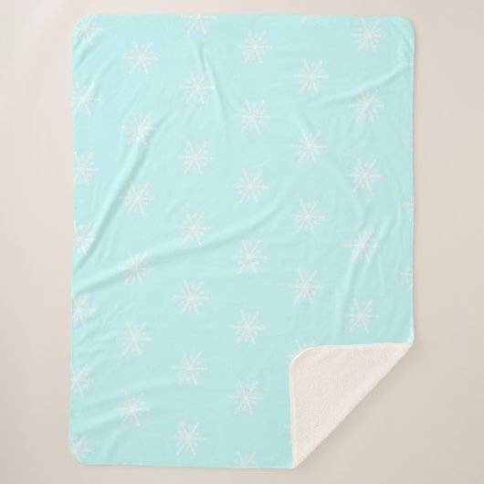 Couverture Sherpa Fête motif de Noël bleu glacé (Devant)