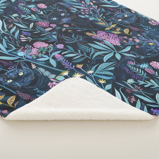 Couverture Sherpa Feuillage de panthère noir (3/4)