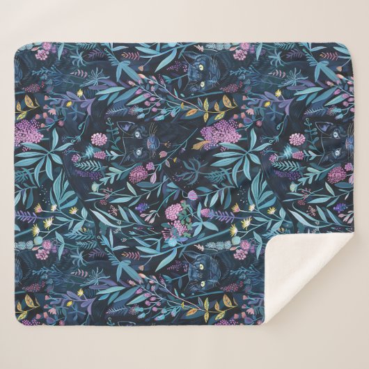 Couverture Sherpa Feuillage de panthère noir (Devant (Horizontal))