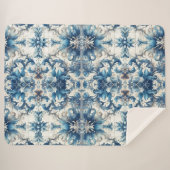 Couverture Sherpa Feuillage Décoratif Bleu Et Blanc (Devant (Horizontal))
