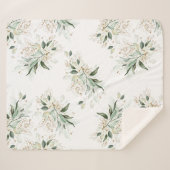 Couverture Sherpa Feuillage élégant blanc romantique de verdure doré (Devant (Horizontal))