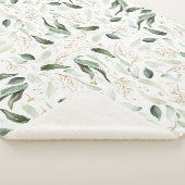 Couverture Sherpa Feuillage élégant blanc romantique de verdure doré (3/4)