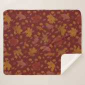 Couverture Sherpa Feuille d'automne d'or décoratif sur rouge foncé (Devant (Horizontal))