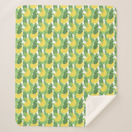 Couverture Sherpa Feuille de banane et motif de fruit (Devant)