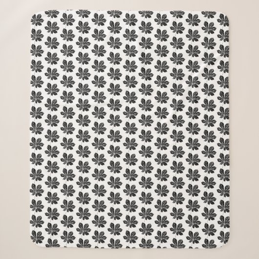 Couverture Sherpa Feuille de châtaignier noir et blanc (Devant)