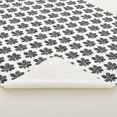 Couverture Sherpa Feuille de châtaignier noir et blanc (3/4)