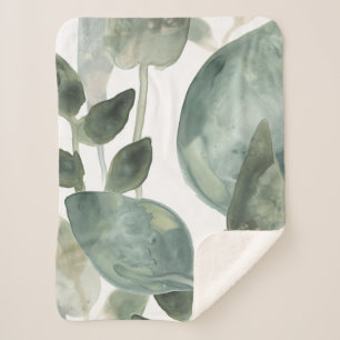 Couverture Sherpa Feuille de l'eau - aquarelle