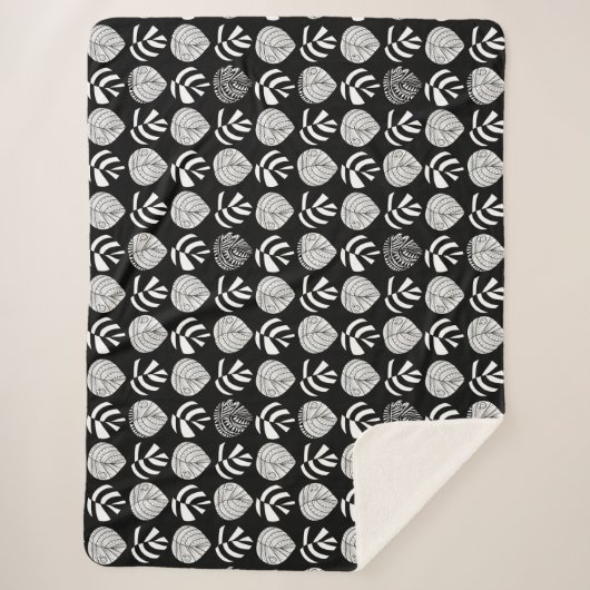 Couverture Sherpa Feuille de poisson en transition Blanc noir (Devant)