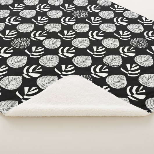Couverture Sherpa Feuille de poisson en transition Blanc noir (3/4)