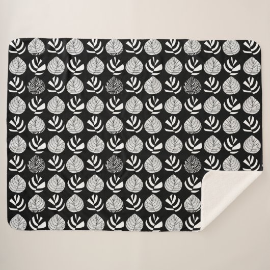 Couverture Sherpa Feuille de poisson en transition Blanc noir (Devant (Horizontal))