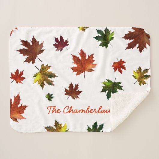 Couverture Sherpa Feuille d'érable canadienne rustique avec votre no (Devant (Horizontal))