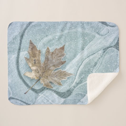 Couverture Sherpa Feuille d'érable congelée sur glace (Devant (Horizontal))
