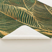 Couverture Sherpa Feuille d'or Forêt verte Élégant Motif (3/4)