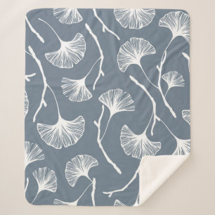 Couverture Sherpa Feuille Ginkgo biloba motif transparent