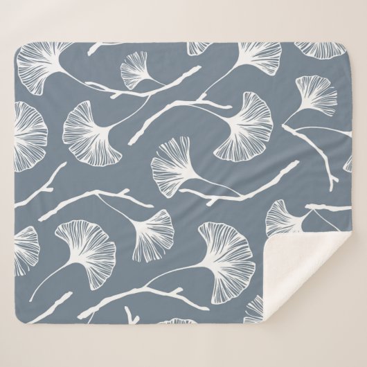 Couverture Sherpa Feuille Ginkgo biloba motif transparent (Devant (Horizontal))