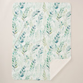 Couverture Sherpa Feuilles blancs verts (Devant)