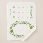 Couverture Sherpa Feuilles Boho personnalisé Baby Milestone Photo (Devant)