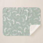 Couverture Sherpa Feuilles botaniques verts turquoises (Devant (Horizontal))