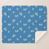 Couverture Sherpa Feuilles branchés d'Eucalyptus en bleu français (Devant (Horizontal))