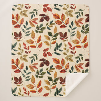 Couverture Sherpa Feuilles brodés d'automne - Motif transparent