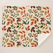 Couverture Sherpa Feuilles brodés d'automne - Motif transparent (Devant (Horizontal))