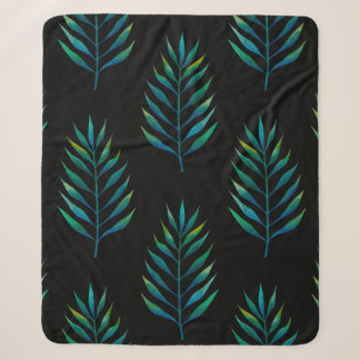 Couverture Sherpa Feuilles d'aquarelle verte sur un arrière - plan n