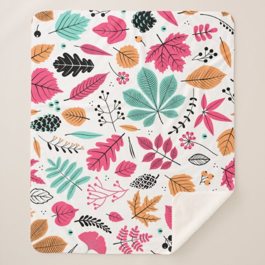 Couverture Sherpa Feuilles d'automne Abstrait Motif sans fil (Devant)