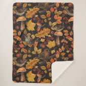 Couverture Sherpa Feuilles d'automne, baies, champignons et fleurs (Devant)