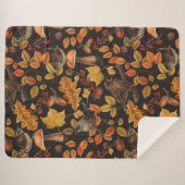 Couverture Sherpa Feuilles d'automne, baies, champignons et fleurs (Devant (Horizontal))