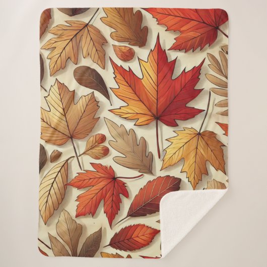 Couverture Sherpa feuilles d'automne classiques (Devant)