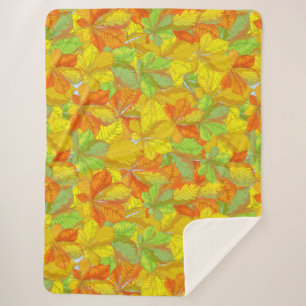 Couverture Sherpa Feuilles d'automne colorées