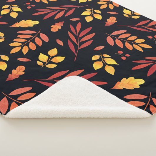 Couverture Sherpa Feuilles d'automne colorées Motif d'aquarelle (3/4)