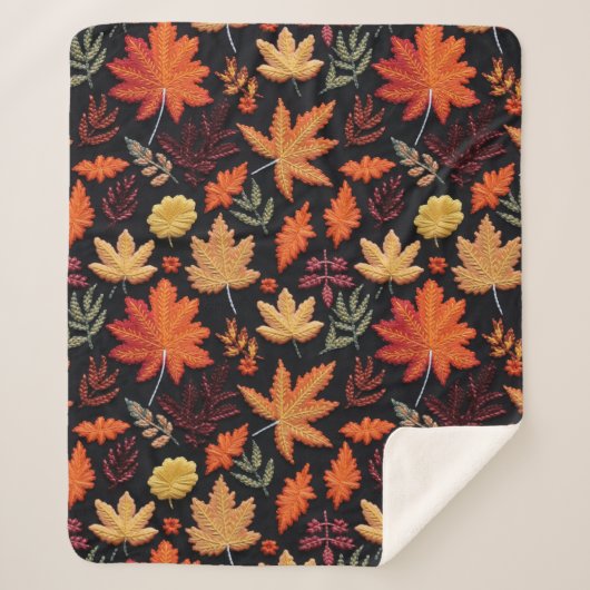 Couverture Sherpa Feuilles d'automne de Boho (Devant)