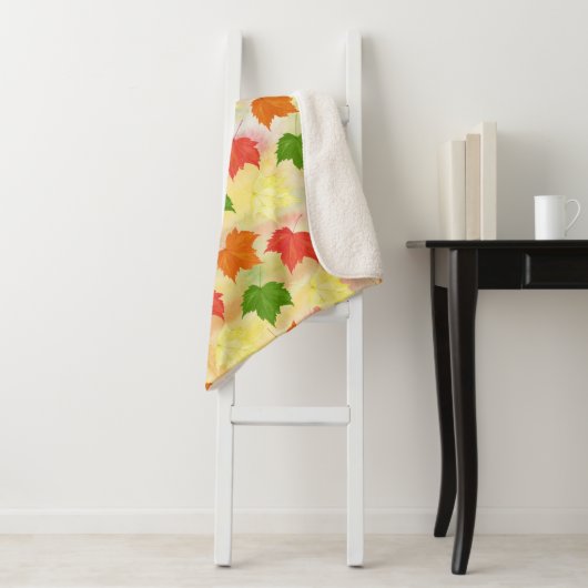 Couverture Sherpa feuilles d'automne de l'aquarelle (En situation)