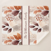 Couverture Sherpa Feuilles d'automne de Terracotta et de Bourgogne | (Devant (Horizontal))