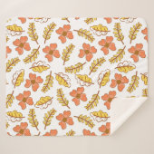 Couverture Sherpa Feuilles d'automne en chute chaude avec fleurs (Devant (Horizontal))