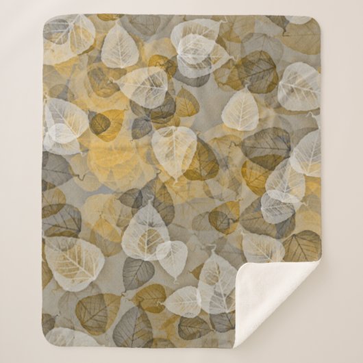 Couverture Sherpa Feuilles d'automne éparpillées en Taupe bouchée Br (Devant)