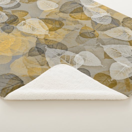 Couverture Sherpa Feuilles d'automne éparpillées en Taupe bouchée Br (3/4)