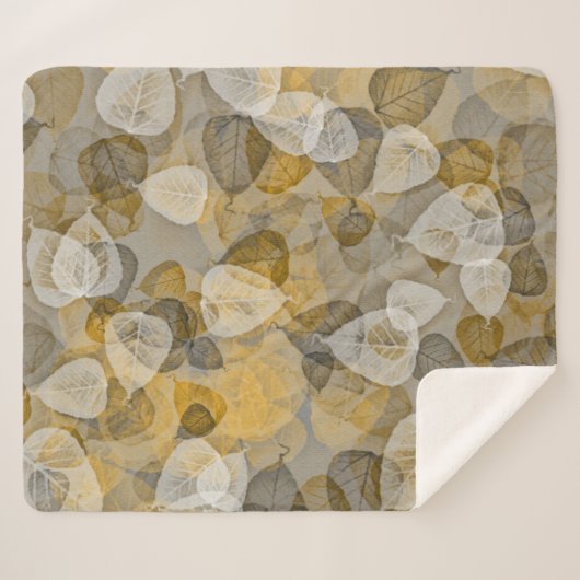 Couverture Sherpa Feuilles d'automne éparpillées en Taupe bouchée Br (Devant (Horizontal))