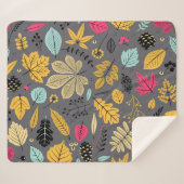 Couverture Sherpa Feuilles d'automne : Motif foncé sans couture (Devant (Horizontal))