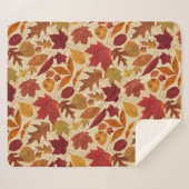 Couverture Sherpa Feuilles d'automne sur le beige (Devant (Horizontal))
