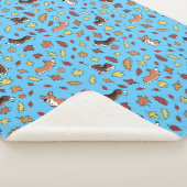 Couverture Sherpa Feuilles de chute Corgi Turquoise (3/4)