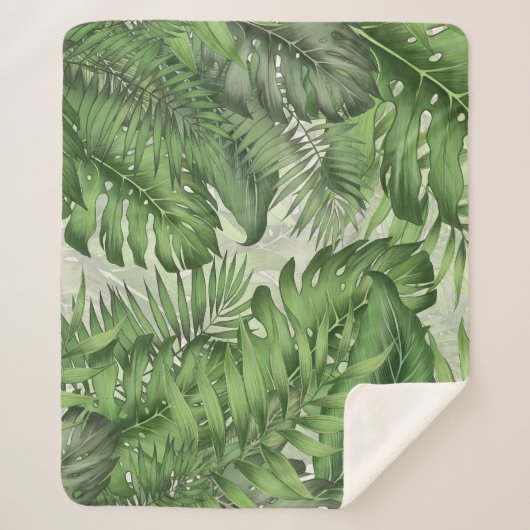 Couverture Sherpa Feuilles de jungle tropicale : arrière - plans flo (Devant)