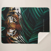 Couverture Sherpa Feuilles de la jungle verte de Tiger (Devant (Horizontal))