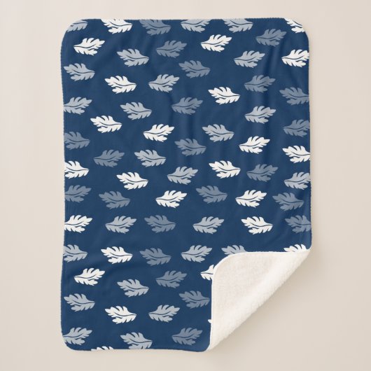 Couverture Sherpa Feuilles de la marine Blue Antique Motif (Devant)